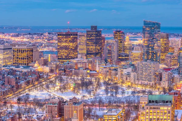 Luftaufnahme Der Boston Skyline Und Des Boston Common Parks Massachusetts — Stockfoto