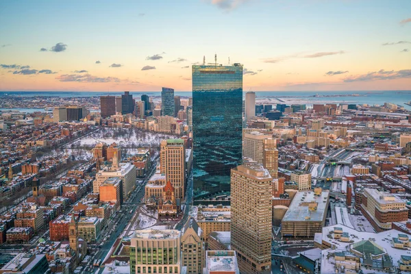 Aerial View Boston Massachusetts Usa Night Winter — Stock Photo, Image