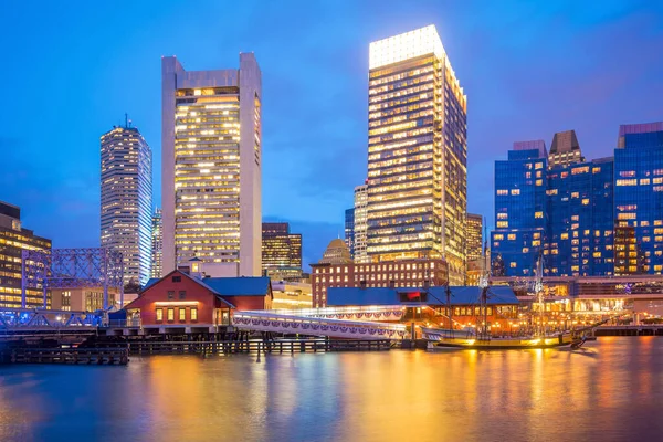 Boston Harbor Skyline Twilight Massachusetts United States — Stock Photo, Image