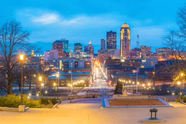 Des Moines Iowa Skyline Στις Ηπα Ηνωμένες Πολιτείες — Φωτογραφία Αρχείου