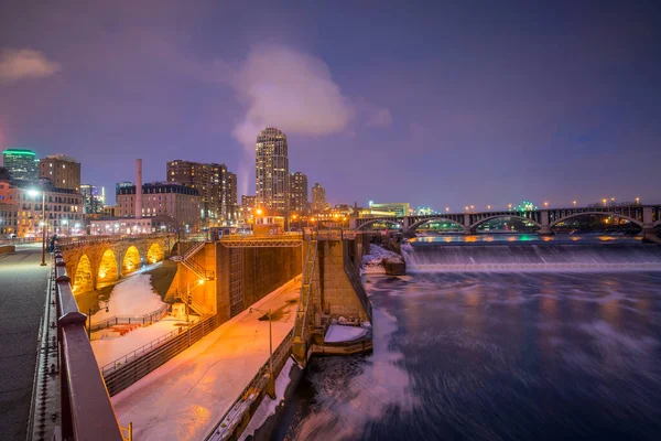 Minneapolis Centrum Skyline Minnesota Usa Vid Solnedgången — Stockfoto