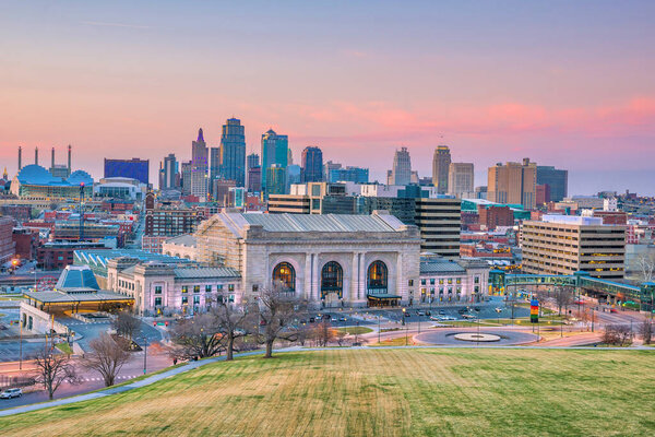 View of Kansas City skyline in Missouri, United States