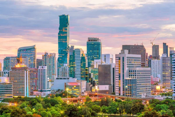 Bangkok City Skyline Lumpini Park Top View Thailand Sunset — Stock Photo, Image