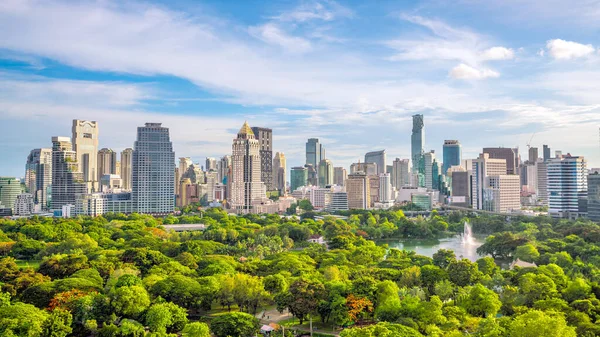 Banguecoque Skyline Cidade Com Lumpini Parque Vista Superior Tailândia — Fotografia de Stock