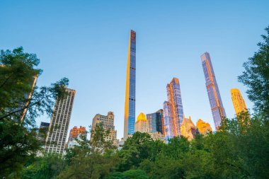 Central Park with Manhattan city skyline, cityscape of New York City USA in summer at sunrise