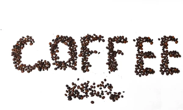 Coffee Word Made Coffee Beans — Stock Photo, Image