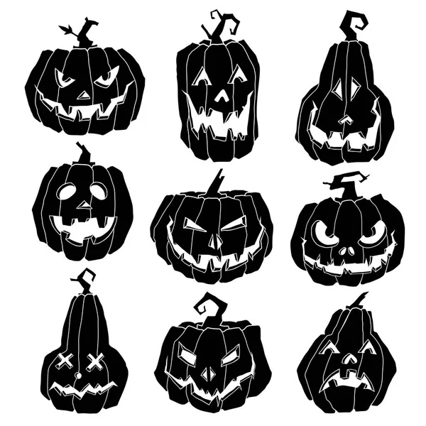 Halloween Tök Sziluettek Beállítása Vektoros Illusztráció Jogdíjmentes Stock Illusztrációk