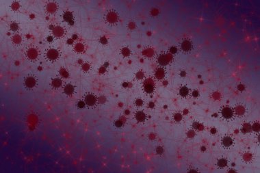 Sanal bir alanda virüslerle dolu soyut bir CG görüntüsü
