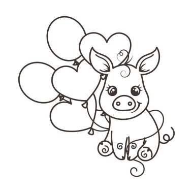 Sevimli çizgi domuz ile tebrik kartı