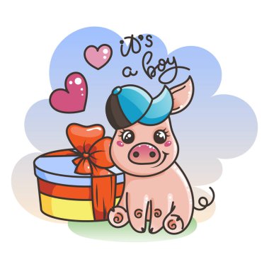 Sevimli çizgi bebek domuz serin gökkuşağı gözlük