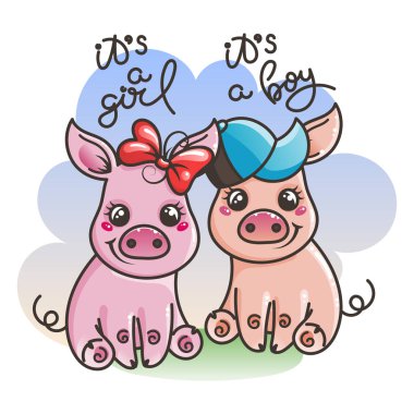 Sevimli çizgi bebek domuz