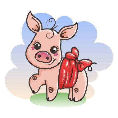 Sevimli çizgi bebek domuz serin gökkuşağı gözlük