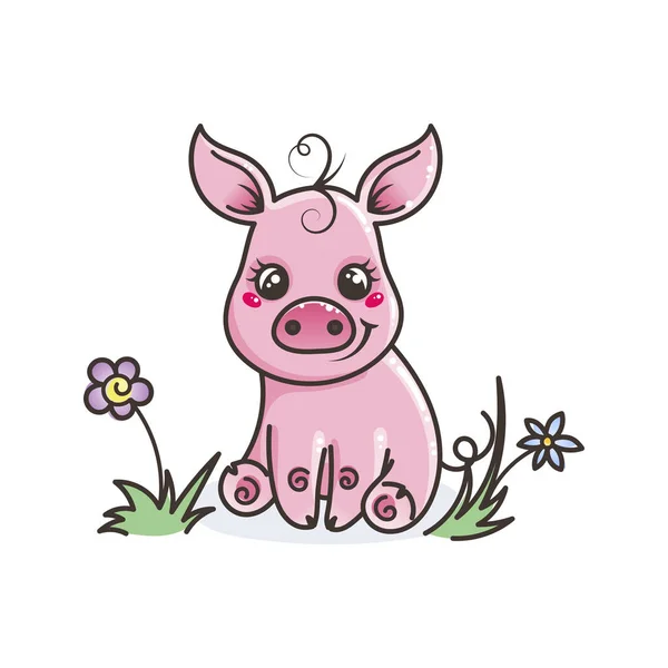 Cute cartoon baby pig — Stock Vector