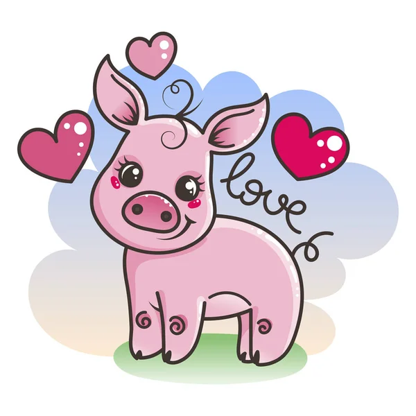 Bonito desenho animado bebê porco —  Vetores de Stock
