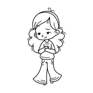 Sevimli çizgi çocuklar. Vektör ve illüstrasyon.