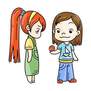 Sevimli çizgi çocuklar. Vektör ve illüstrasyon.