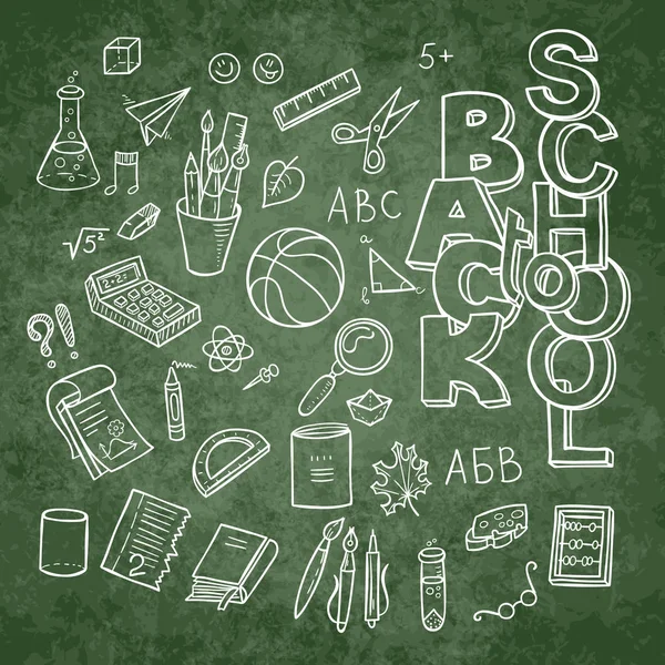 Malzemeleri toplama okula geri dizildi. Yarım yamalak defter yazı kümesiyle doodles