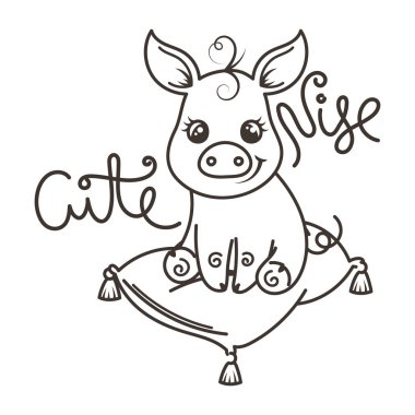 Sevimli çizgi domuz ile tebrik kartı