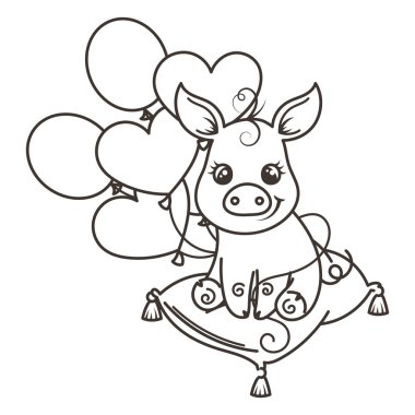 Sevimli çizgi domuz ile tebrik kartı