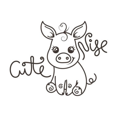 Sevimli çizgi domuz ile tebrik kartı