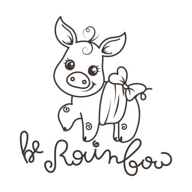 Sevimli çizgi domuz ile tebrik kartı