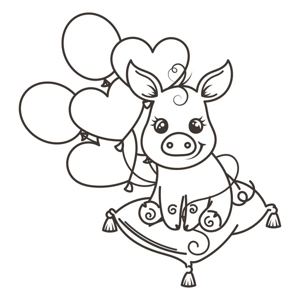 Sevimli çizgi domuz ile tebrik kartı