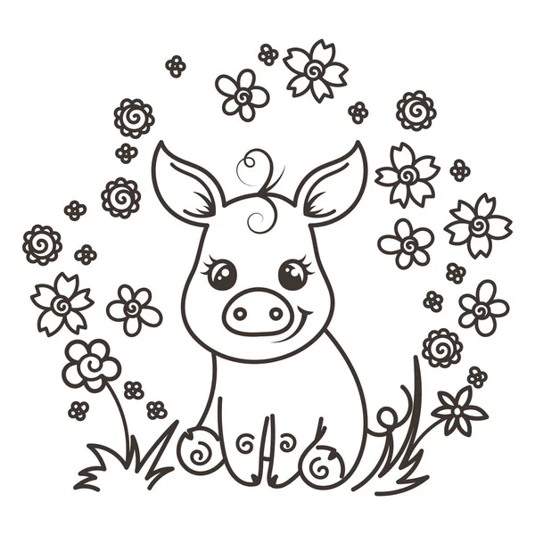 Sevimli çizgi bebek domuz aşık