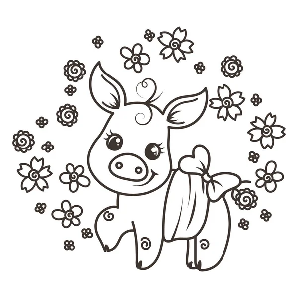 Sevimli çizgi bebek domuz aşık