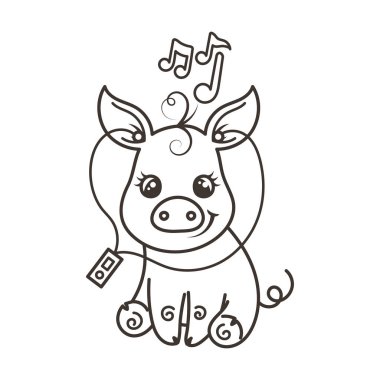 Sevimli çizgi bebek domuz serin gökkuşağı gözlük