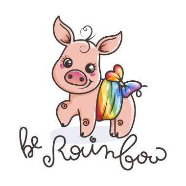 Sevimli çizgi domuz ile tebrik kartı