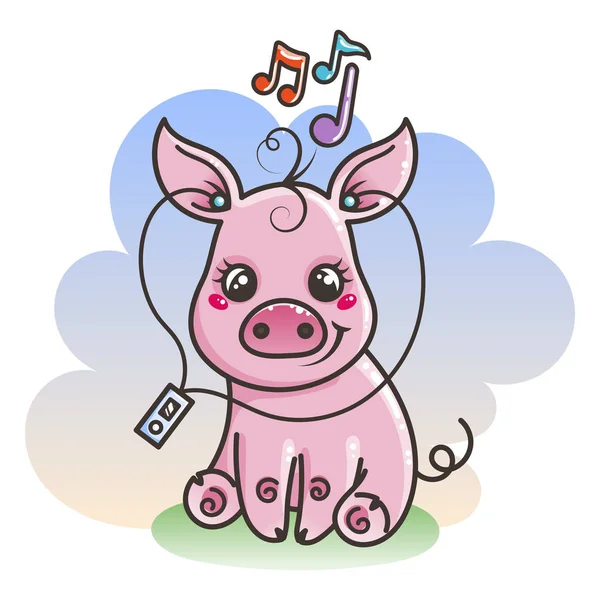 Sevimli çizgi bebek domuz serin gökkuşağı gözlük