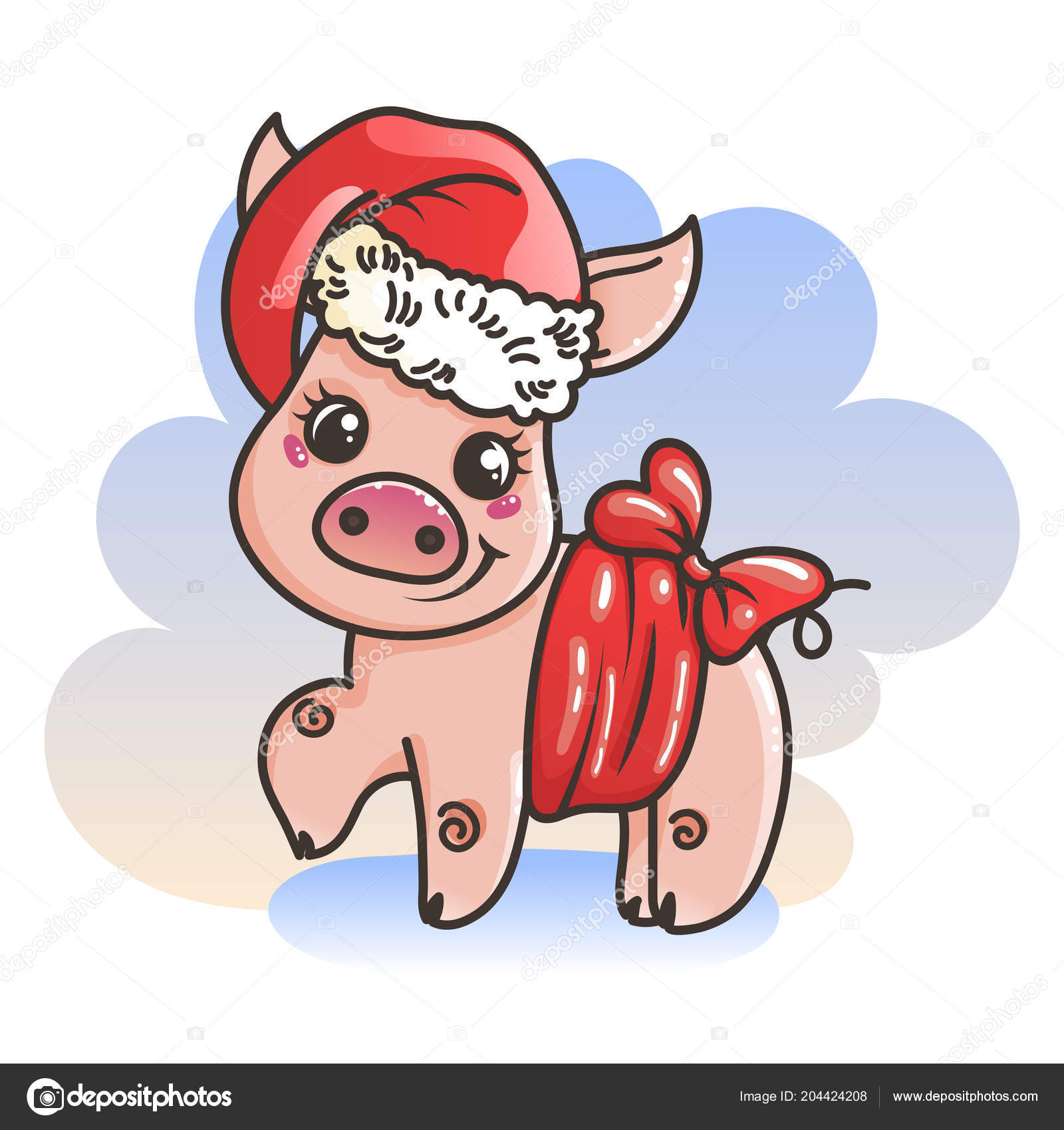 Happy New 2019 Year Card With Cartoon Baby Pig Small Happy New 2019 Year Card With Cartoon Baby Pig Small