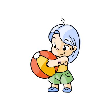 Şirin çocuk. İllüstrasyon izole beyaz arka plan üzerinde. Tasarım öğesi yazdırma için t-shirt, poster, kart, afiş.