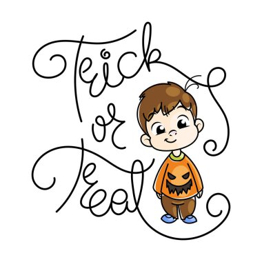 Şirin çocuk. İllüstrasyon izole beyaz arka plan üzerinde. Tasarım öğesi yazdırma için t-shirt, poster, kart, afiş.