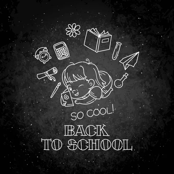 Välkommen tillbaka till skolan. Söt skola kid redo att utbildning. — Stock vektor
