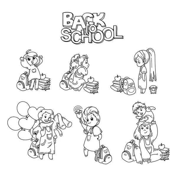 Collecte de dessins animés scolaires enfants . — Image vectorielle