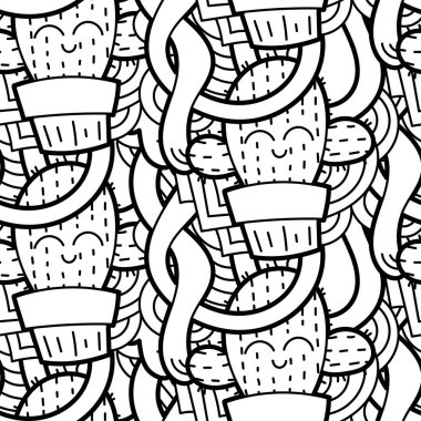 Komik canavarlar Dikişsiz desen baskılar, tasarımlar ve boyama kitapları için doodle