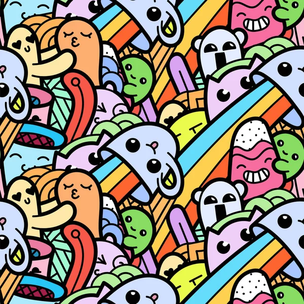 Komik canavarlar Dikişsiz desen baskılar, tasarımlar ve boyama kitapları için doodle