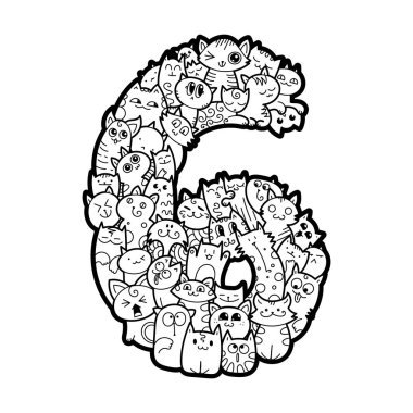 Hand drawn doodled kids numbers. Cute monstred numbers, math symbols. clipart