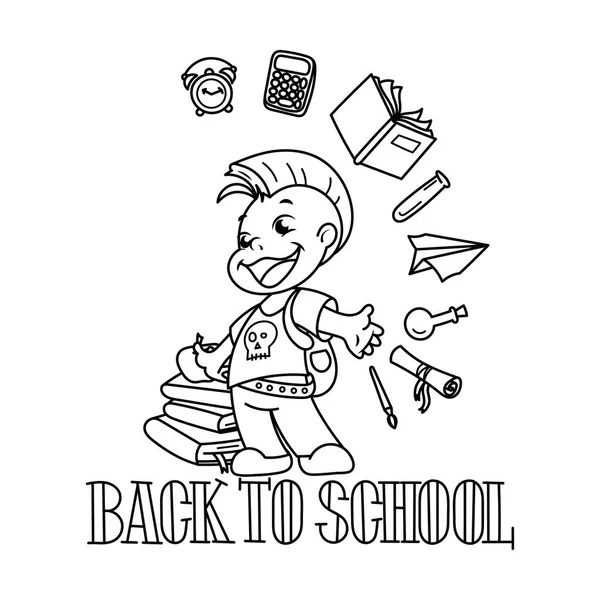 Welcome back to school. Cute school kid ready to education. — Stock Vector