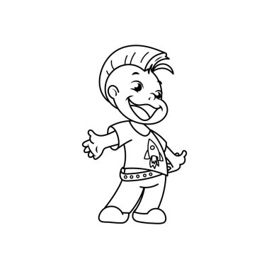 Şirin çocuk. İllüstrasyon izole beyaz arka plan üzerinde. Tasarım öğesi yazdırma için t-shirt, poster, kart, afiş.