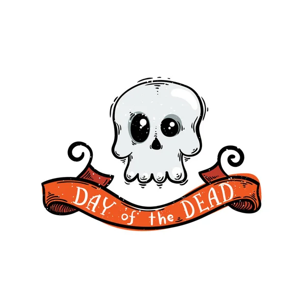 Ilustración con las letras y el cráneo del Día de los Muertos . — Vector de stock