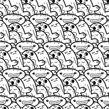 Komik canavarlar Dikişsiz desen baskılar, tasarımlar ve boyama kitapları için doodle