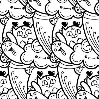 Komik canavarlar Dikişsiz desen baskılar, tasarımlar ve boyama kitapları için doodle