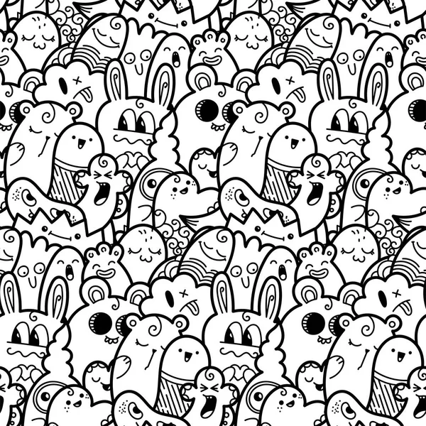 Komik canavarlar Dikişsiz desen baskılar, tasarımlar ve boyama kitapları için doodle