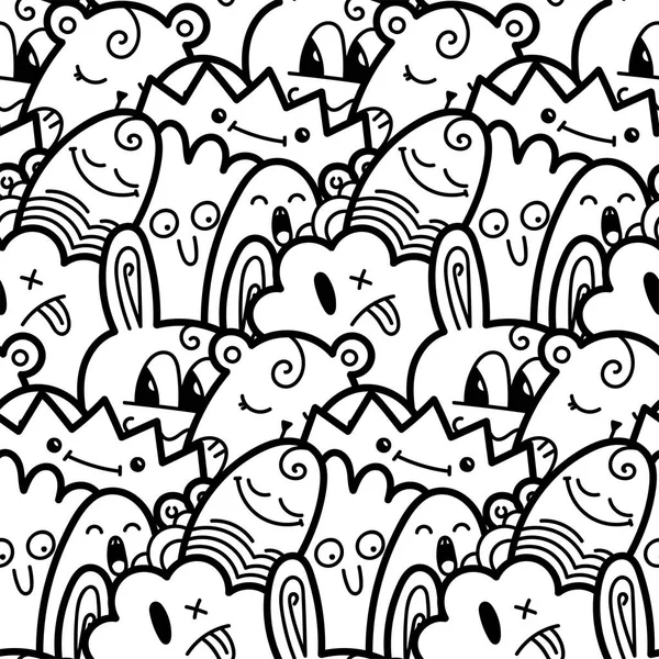 Komik canavarlar Dikişsiz desen baskılar, tasarımlar ve boyama kitapları için doodle