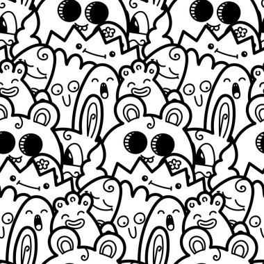 Komik canavarlar Dikişsiz desen baskılar, tasarımlar ve boyama kitapları için doodle