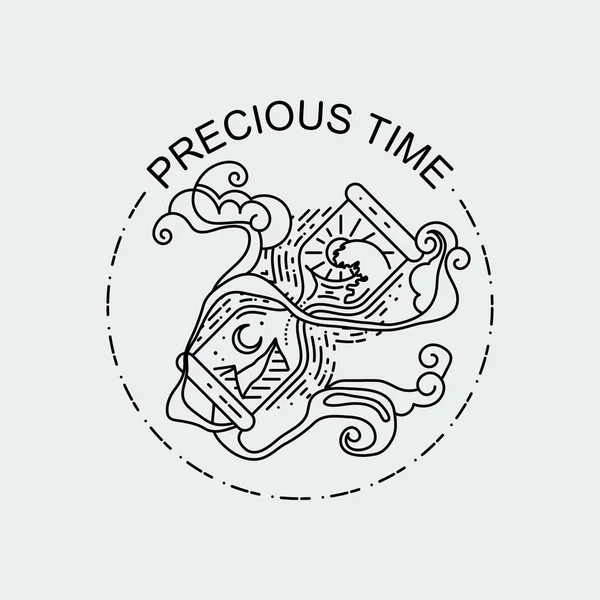 Священные песочные часы - изолированная иллюстрация в стиле линейного дизайна — стоковый вектор