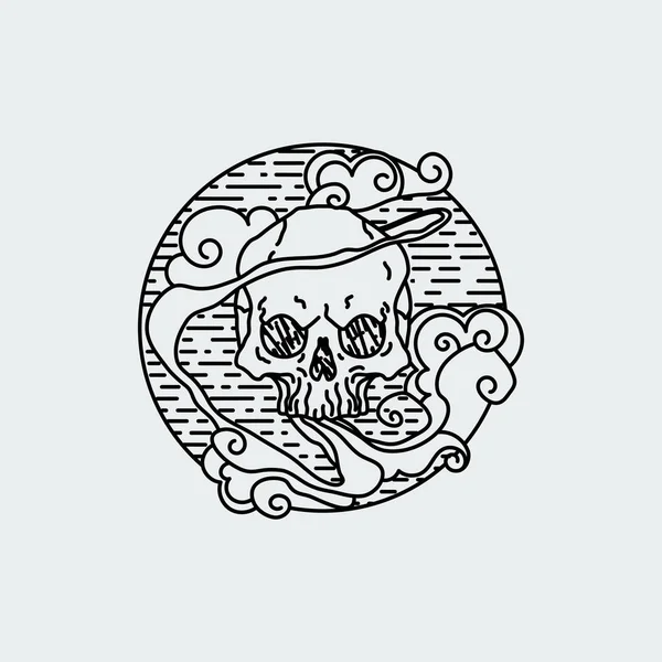 Ilustracja wektorowa tatuaż czarno-biały graficzny ludzkiej czaszki — Wektor stockowy