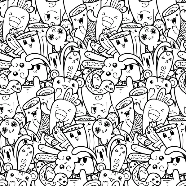 Komik canavarlar Dikişsiz desen baskılar, tasarımlar ve boyama kitapları için doodle